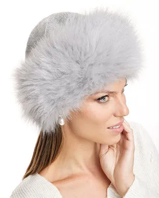 Knitted Wool Blend Scarf & Fox Trim Hat *Two Piece Set*