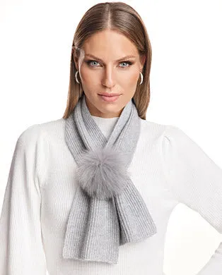 Knitted Wool Blend Scarf & Fox Trim Hat *Two Piece Set*