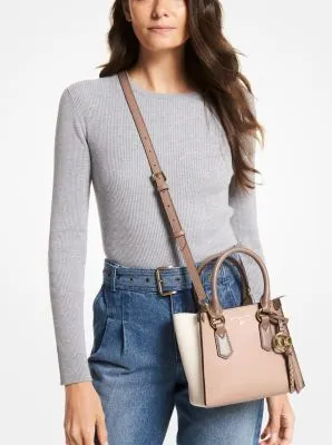 Kris Small Color-Block Pebbled Leather Satchel