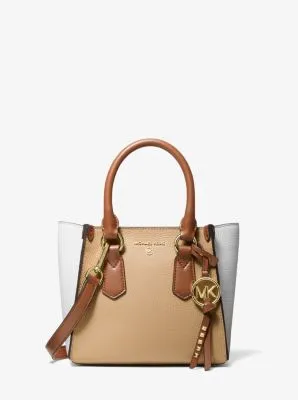 Kris Small Color-Block Pebbled Leather Satchel