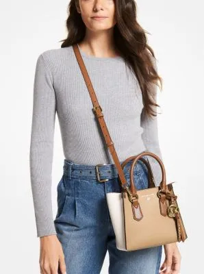 Kris Small Color-Block Pebbled Leather Satchel