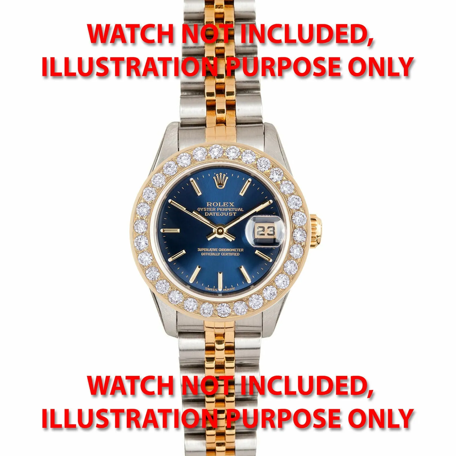 LADIES 1.65CT BEAD SET 18KY DIAMOND BEZEL FOR ROLEX DATE, DATEJUST SUPERIOR