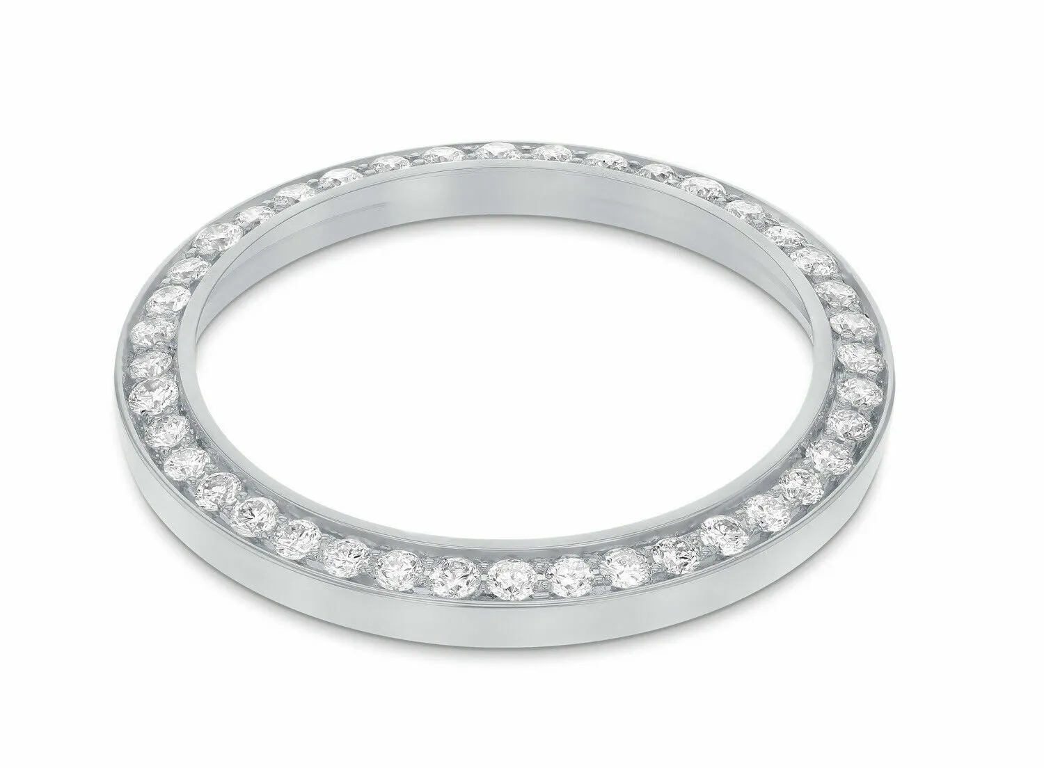 LADIES 1CT BEAD SET DIAMOND BEZEL 18KW FOR ROLEX NO DATE 24MM WATCH