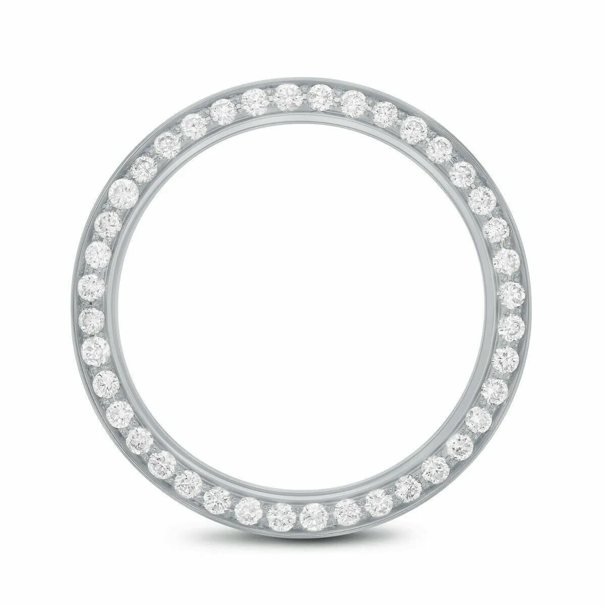 LADIES 1CT BEAD SET DIAMOND BEZEL 18KW FOR ROLEX NO DATE 24MM WATCH