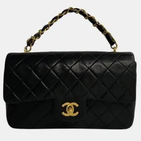 Lambskin Leather Medium Classic Double Flap Shoulder Bags