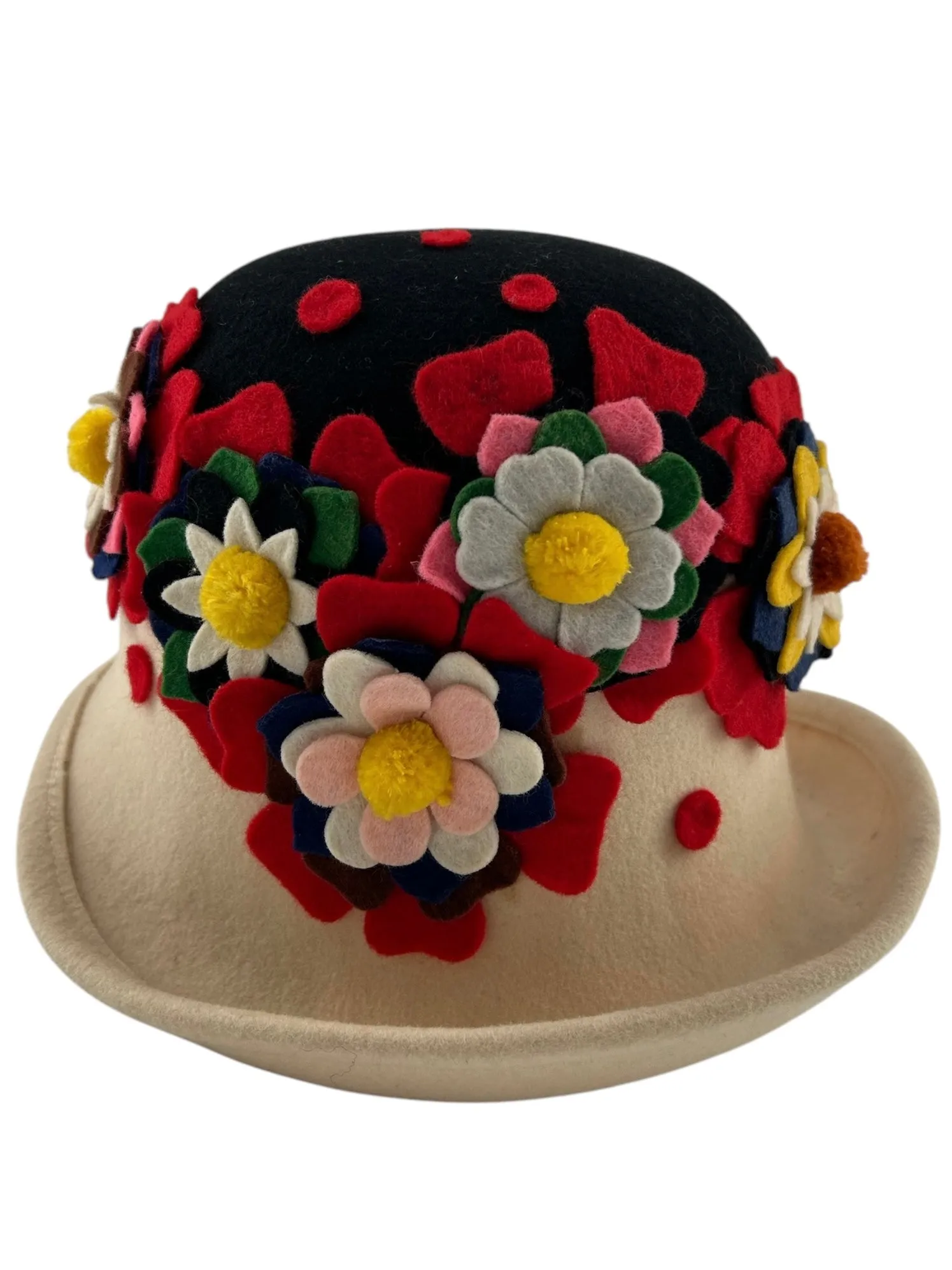 Lancaster 60s Wool Felt Floral Collage Cap Hat