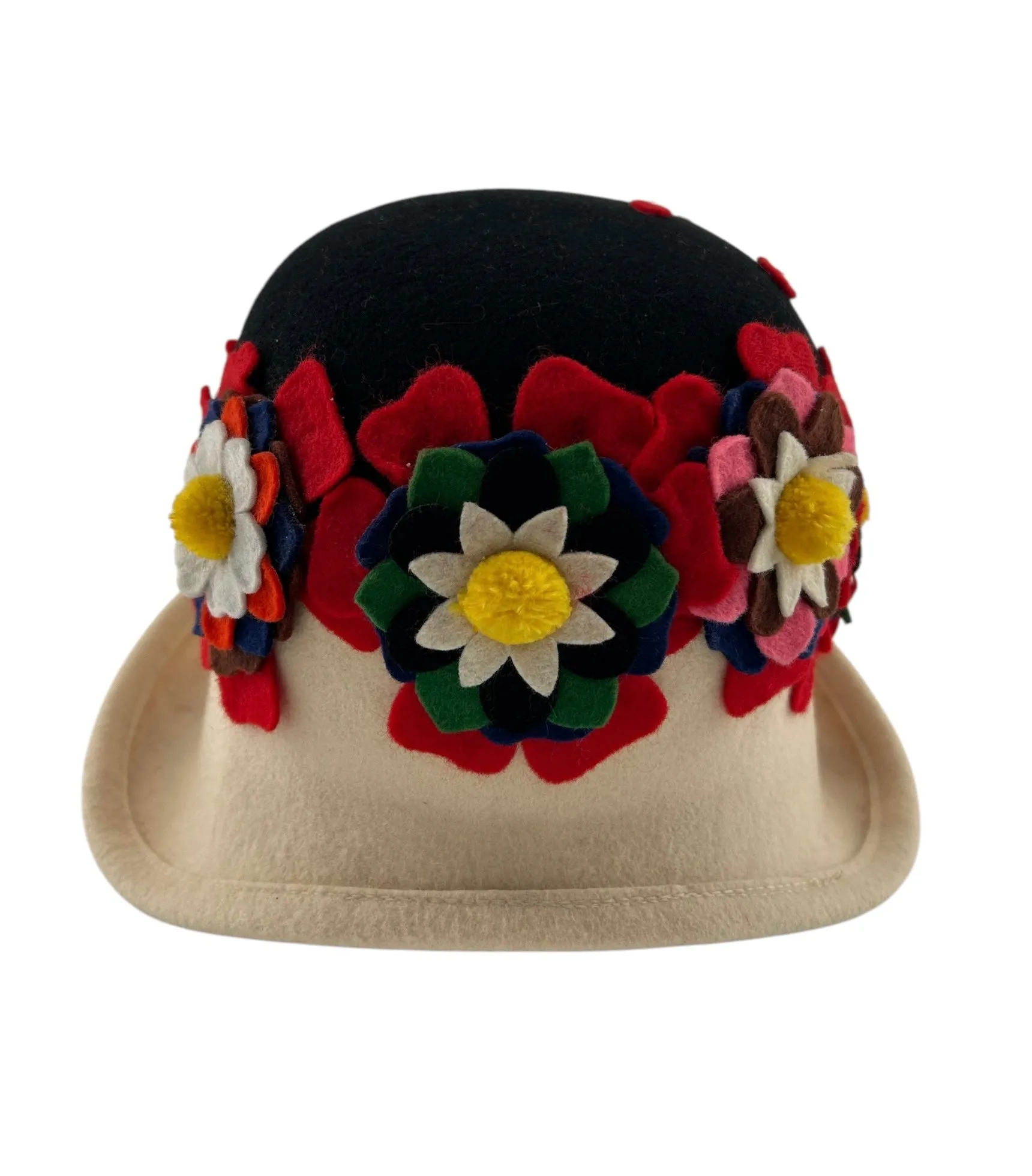Lancaster 60s Wool Felt Floral Collage Cap Hat