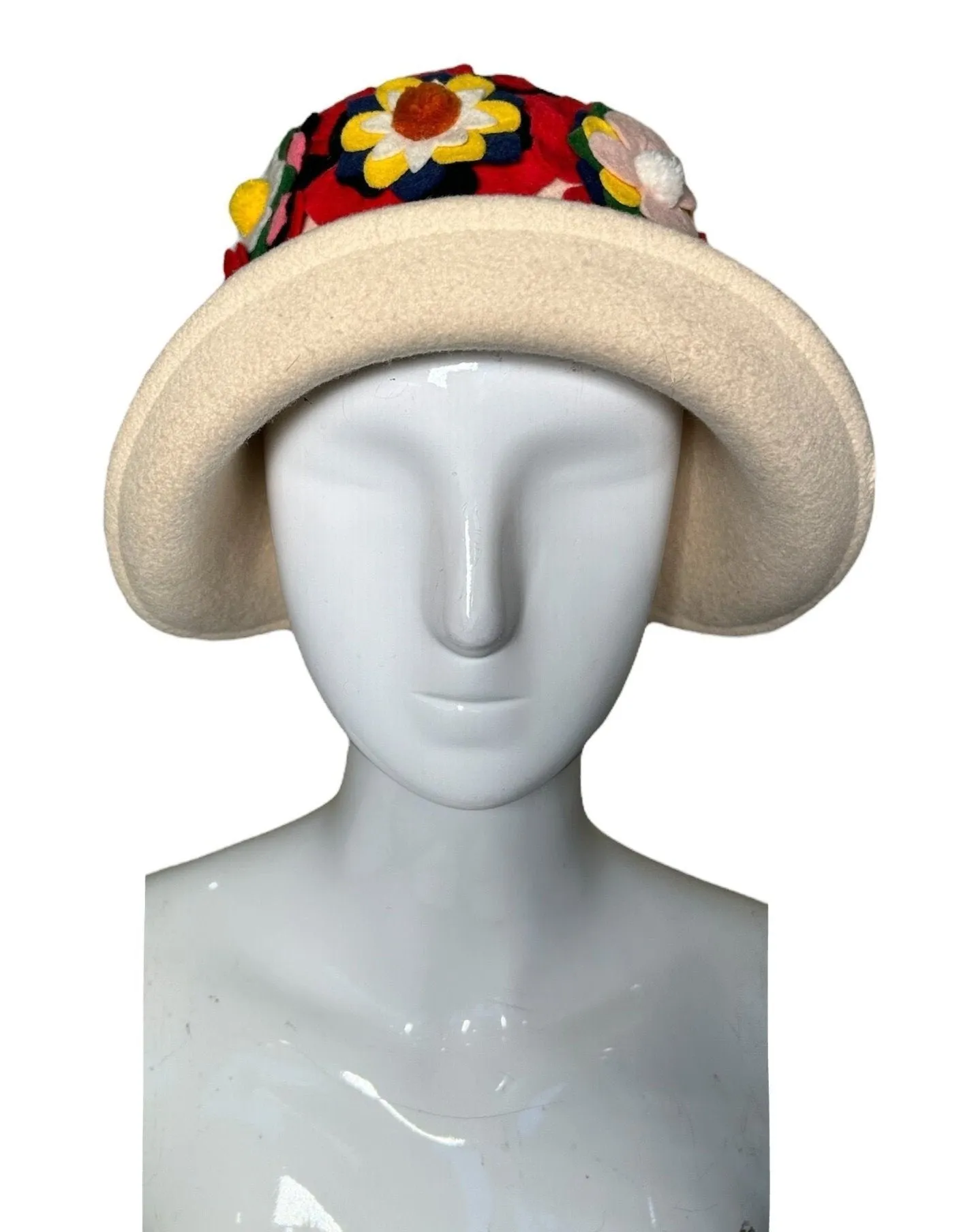 Lancaster 60s Wool Felt Floral Collage Cap Hat