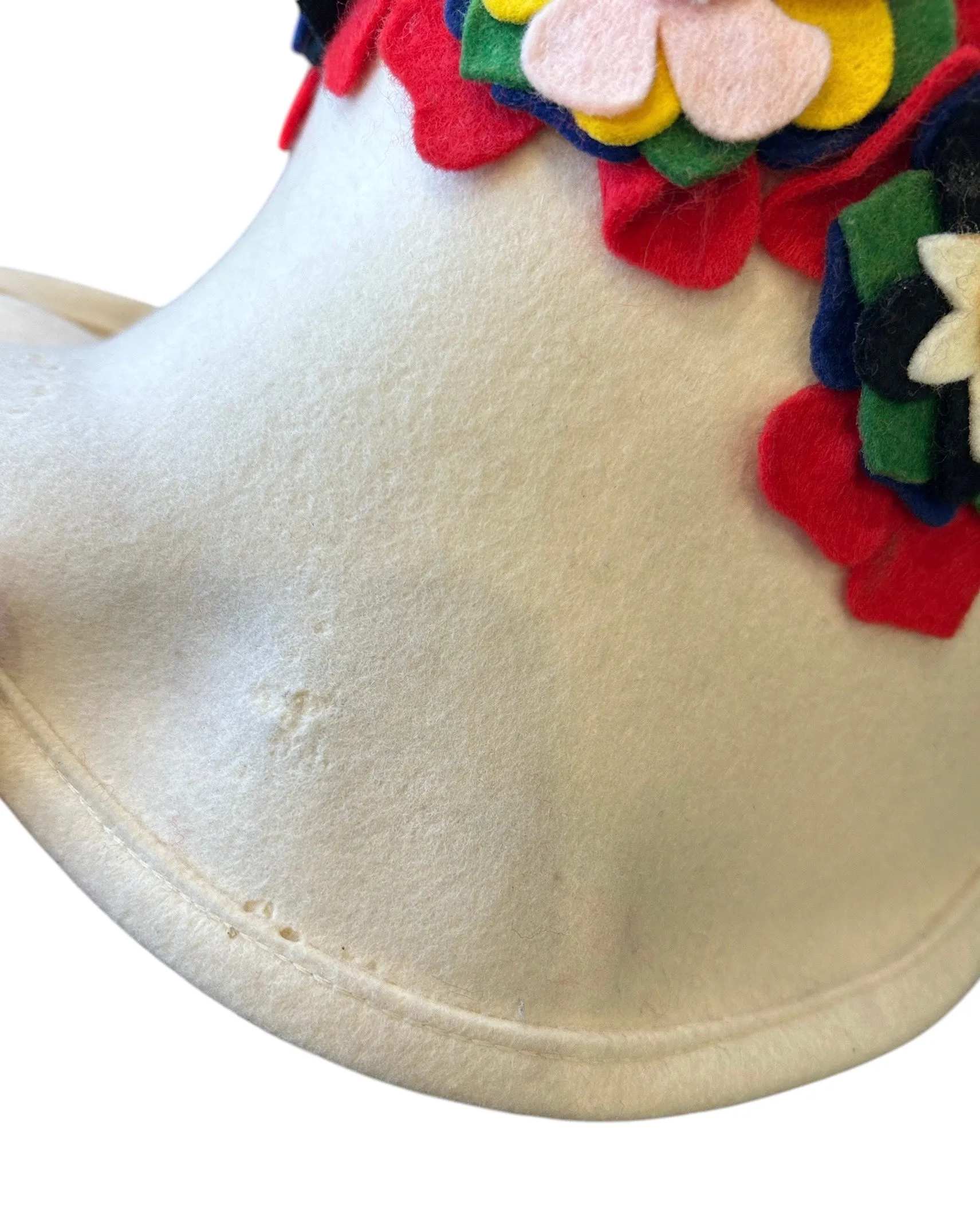Lancaster 60s Wool Felt Floral Collage Cap Hat