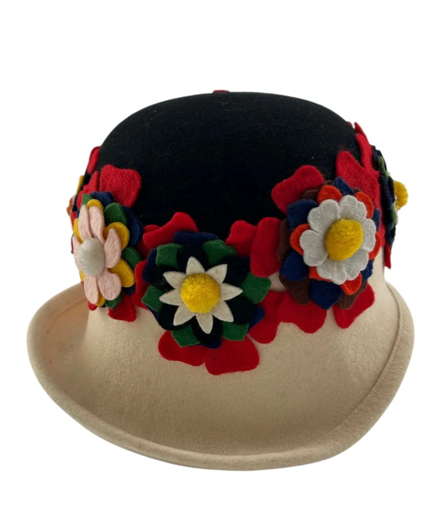 Lancaster 60s Wool Felt Floral Collage Cap Hat