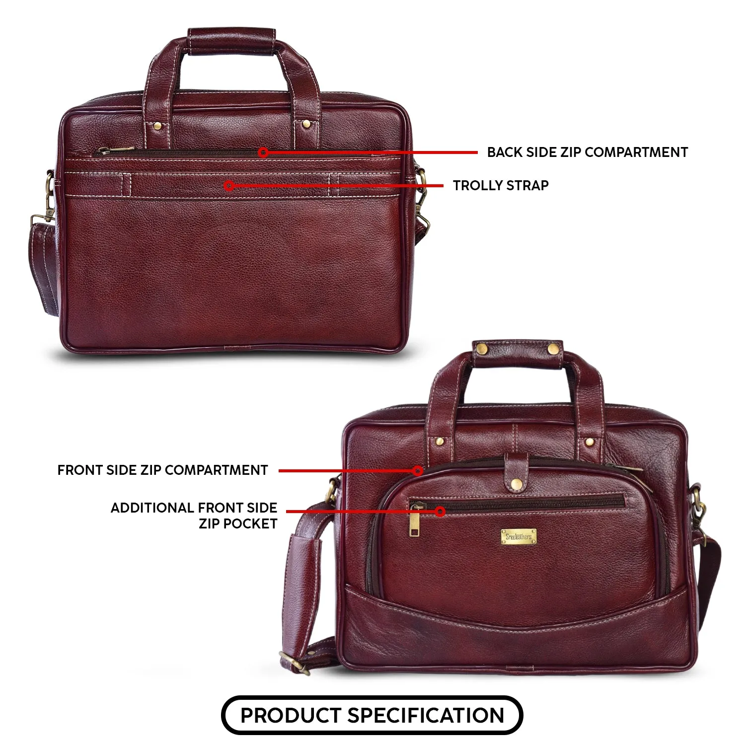 Leather Laptop Bag 36810 (BROWN)