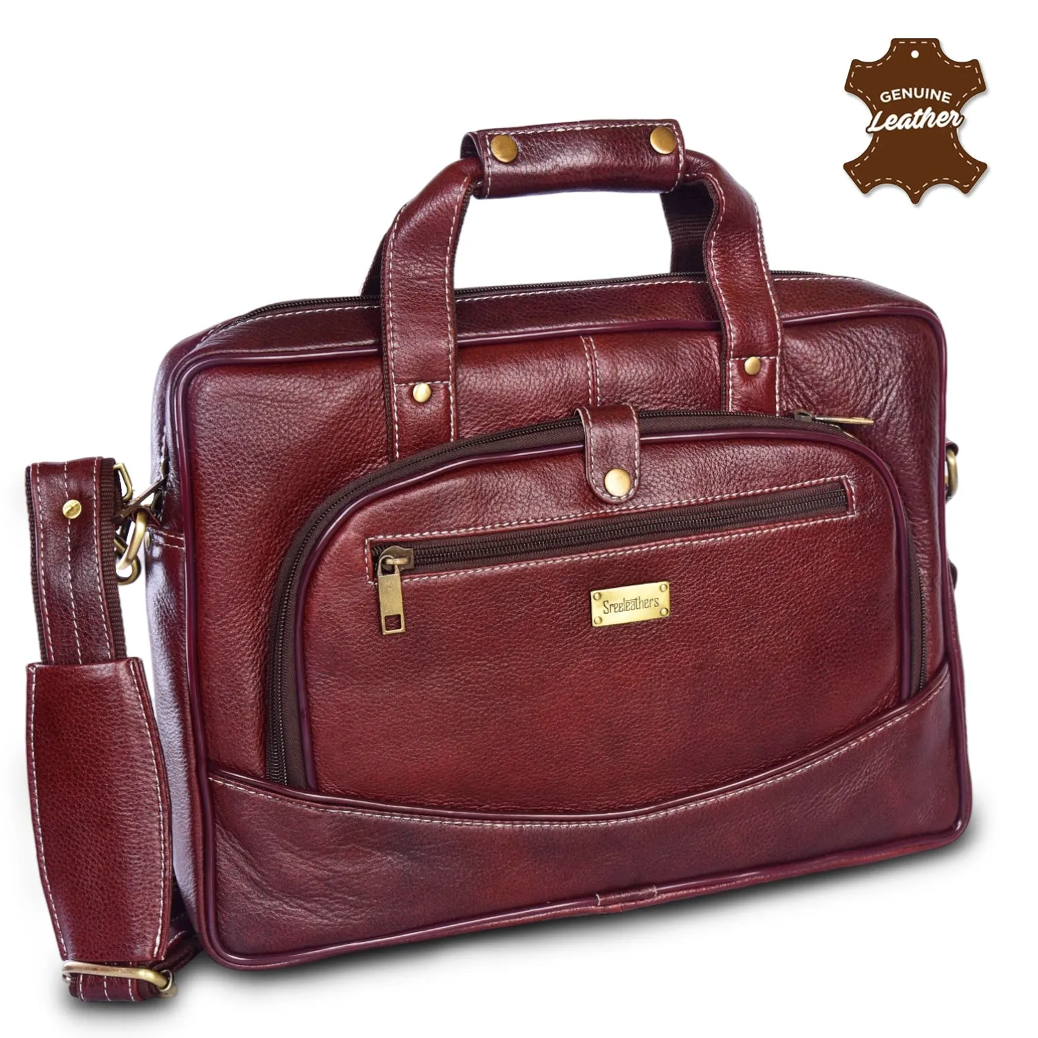 Leather Laptop Bag 36810 (BROWN)