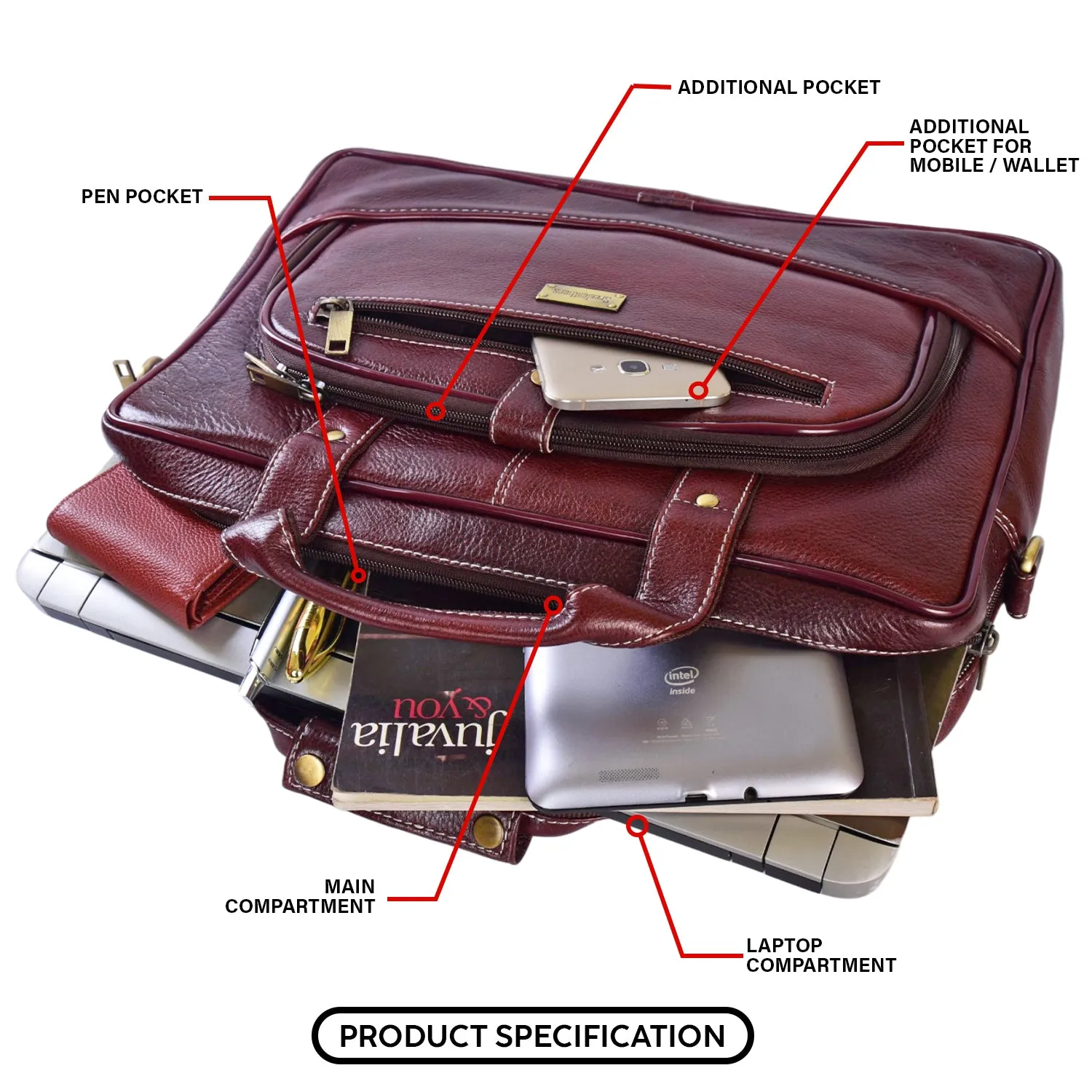 Leather Laptop Bag 36810 (BROWN)