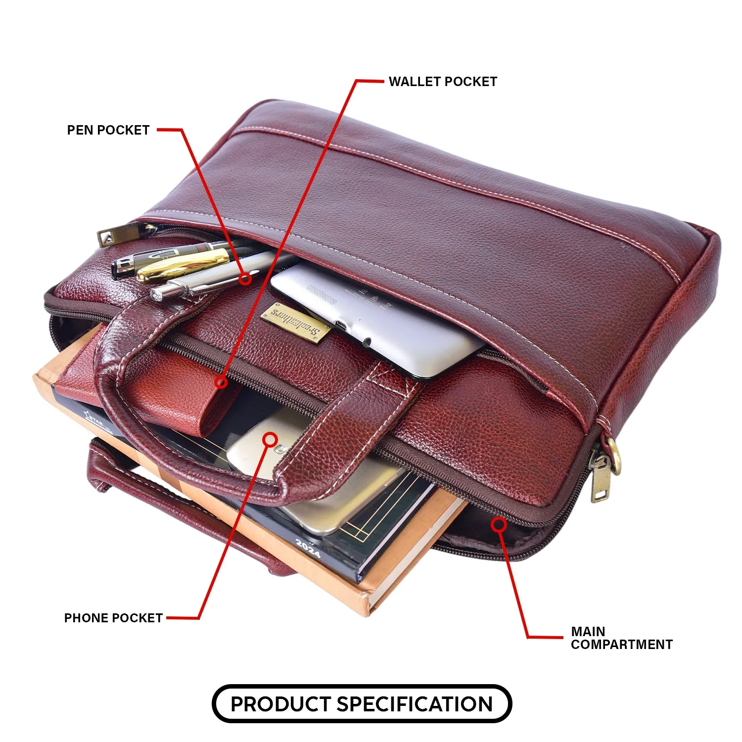 Leather Laptop Bag 36827 (Brown)
