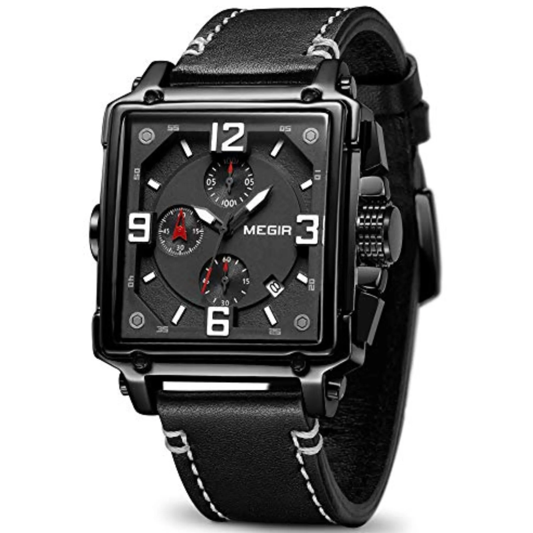 Megir Men's Analogue Army Military Chronograph Luminous Quartz Watch - Black