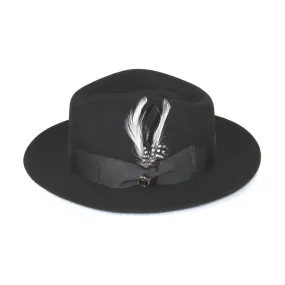 Men Bruno Capelo Hat Australian Wool Fedora Teardrop Crown Fabio FB220 Black