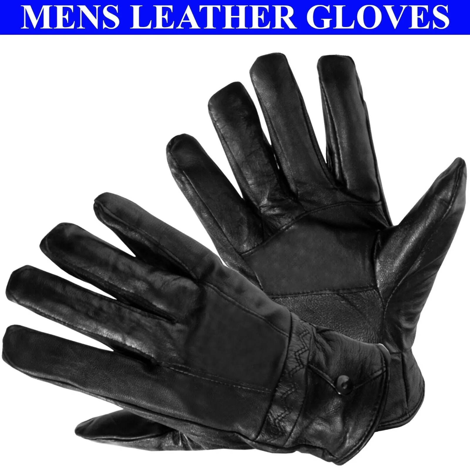 Mens Leather Gloves Winter Warm Thermal Lined Genuine Soft Driving Glove