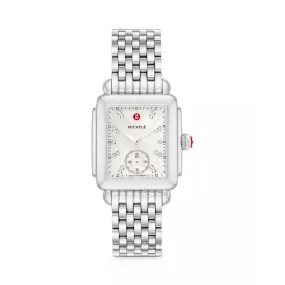 Michele Deco Mid Stainless Diamond Dial Watch