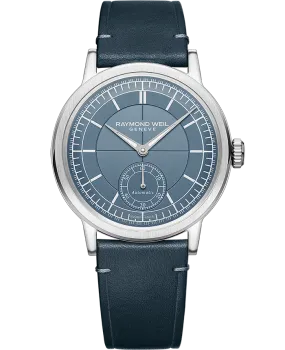 Millesime Men's Automatic Denim Blue Dial Leather Strap Watch