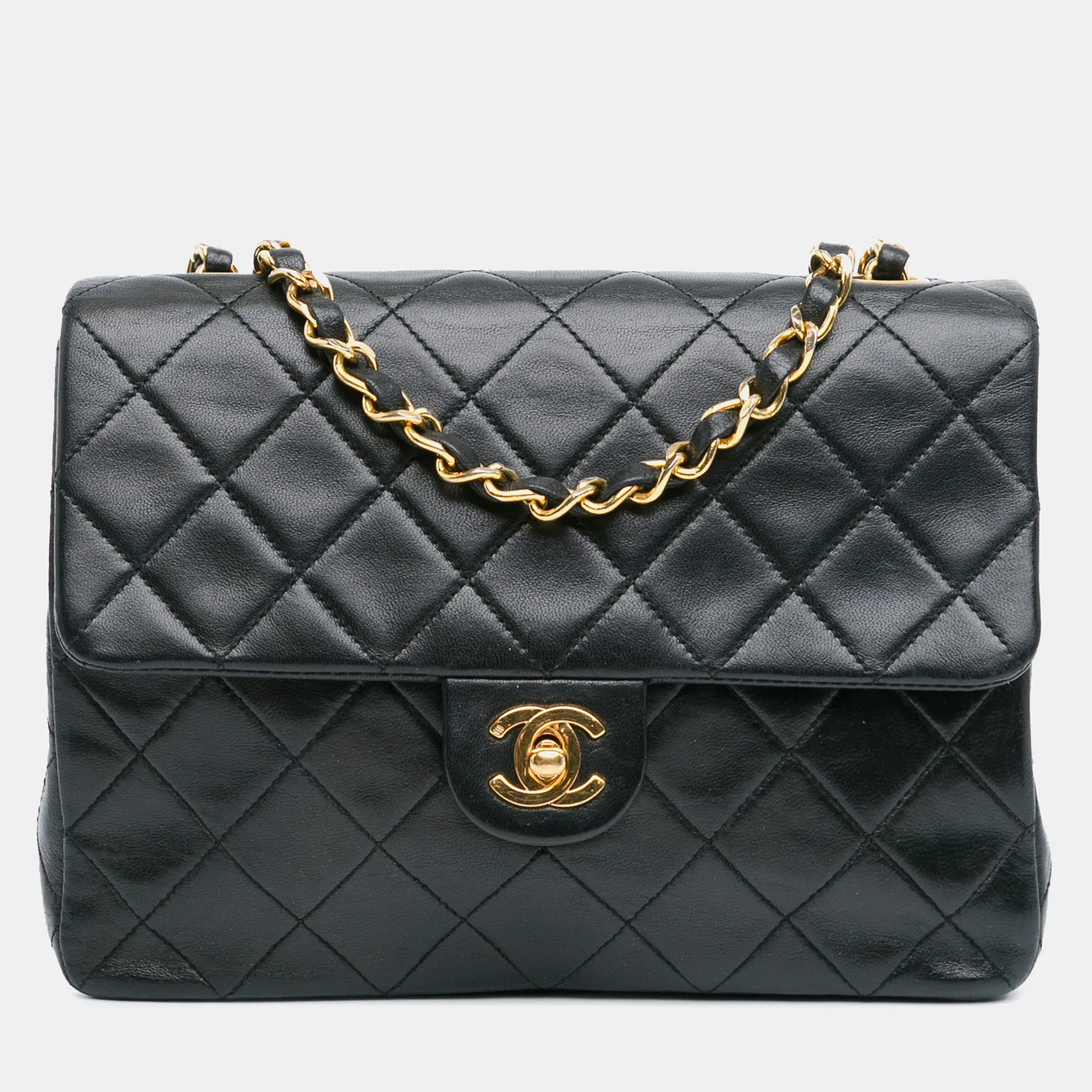 Mini Square Classic Lambskin Leather Single Flap Bag