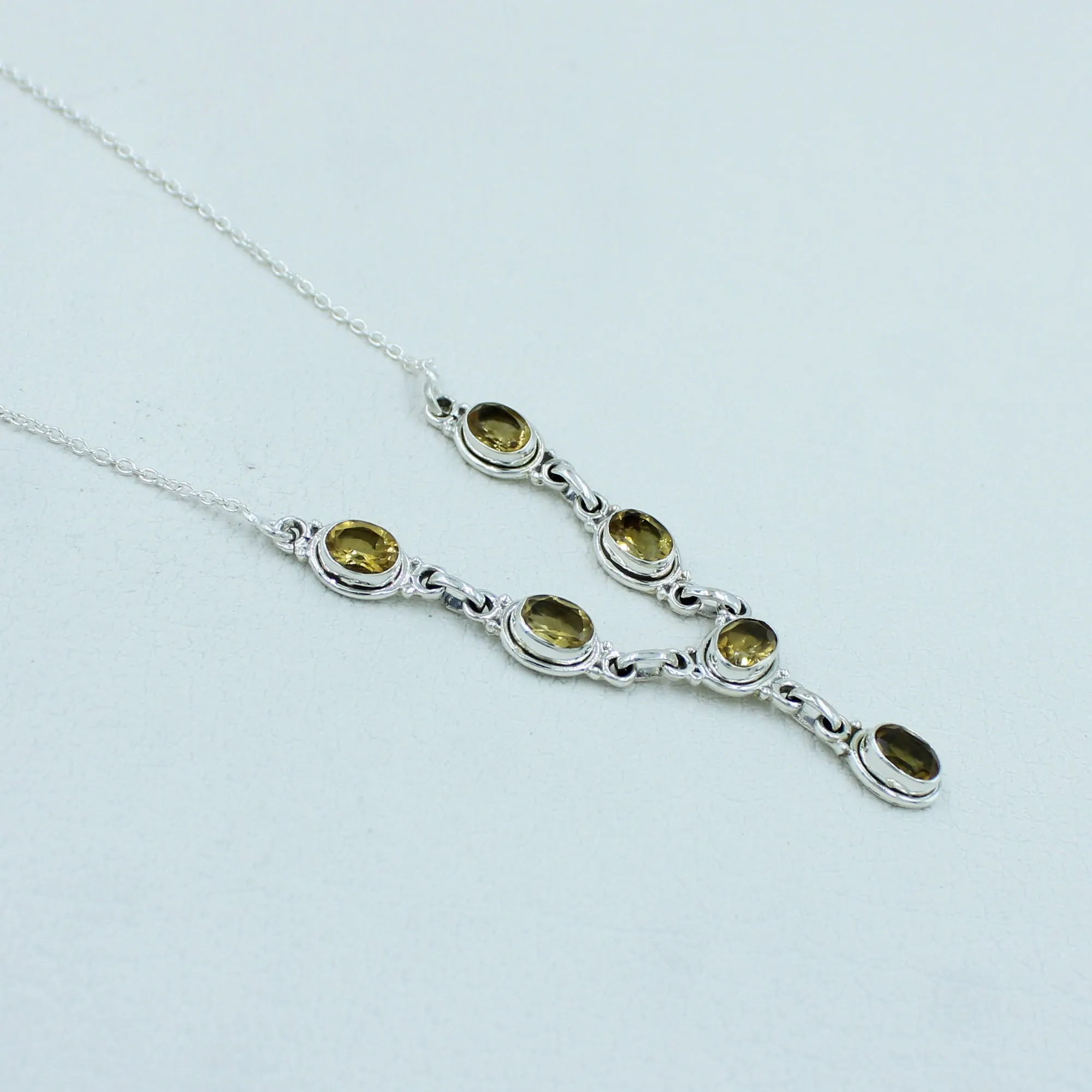 Natural Citrine Sterling Silver Women Necklace