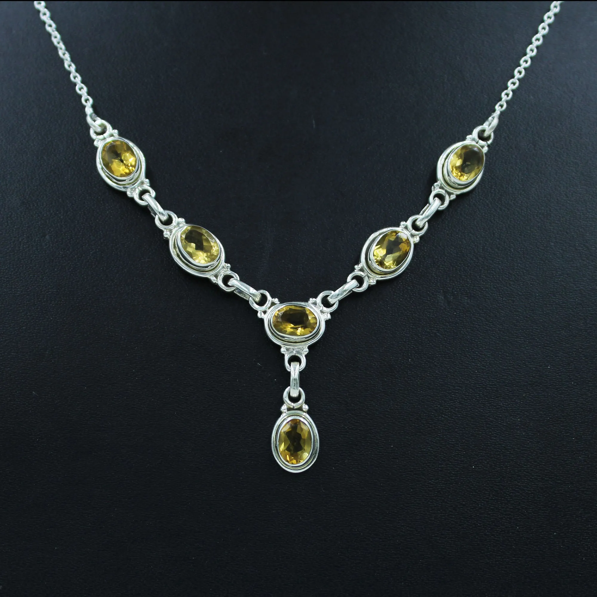 Natural Citrine Sterling Silver Women Necklace