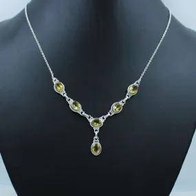 Natural Citrine Sterling Silver Women Necklace
