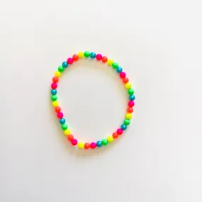Neon Polka Dot Pearl Stretch Bracelet