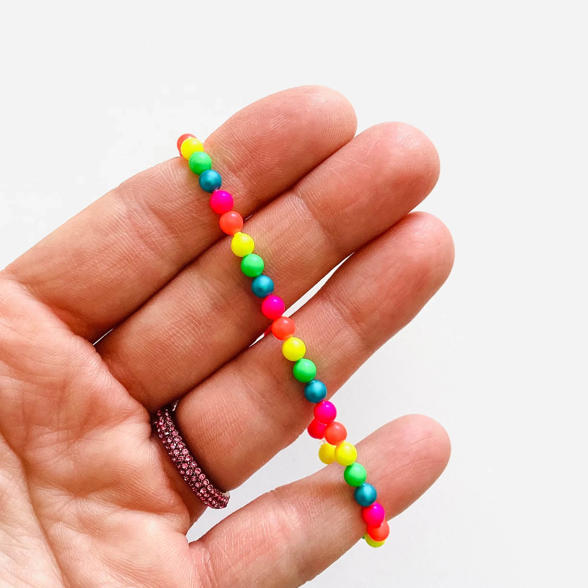 Neon Polka Dot Pearl Stretch Bracelet