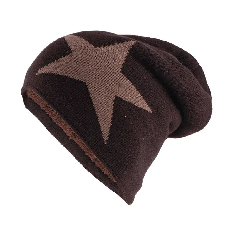 New Big Star Winter Warm Hat for Men & Women – Knitted Wool Beanies, Geometric Skullies, Casual Winter Hat for Outdoor Adventures