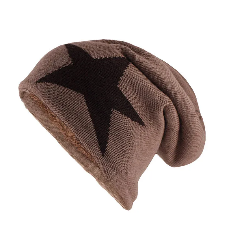 New Big Star Winter Warm Hat for Men & Women – Knitted Wool Beanies, Geometric Skullies, Casual Winter Hat for Outdoor Adventures