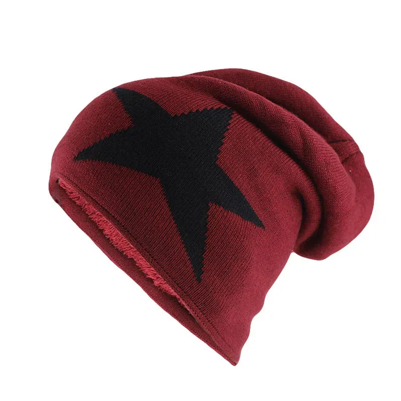 New Big Star Winter Warm Hat for Men & Women – Knitted Wool Beanies, Geometric Skullies, Casual Winter Hat for Outdoor Adventures