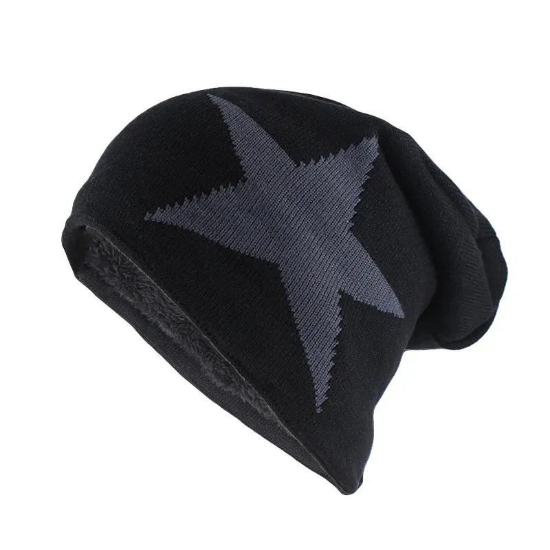 New Big Star Winter Warm Hat for Men & Women – Knitted Wool Beanies, Geometric Skullies, Casual Winter Hat for Outdoor Adventures