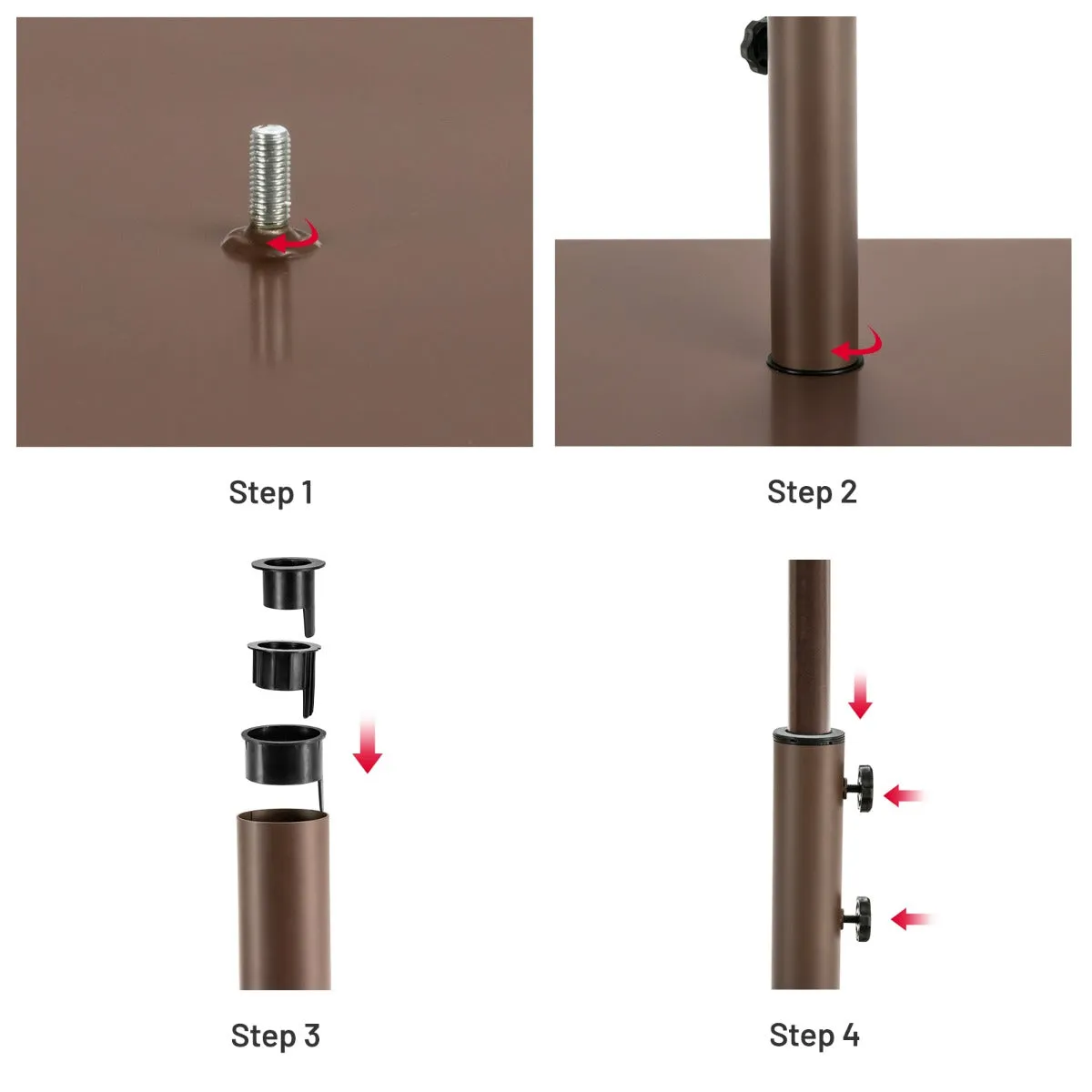 NNECW 18kg Heavy Duty Umbrella Base Stand with 2 Wheels and 3 Adapters