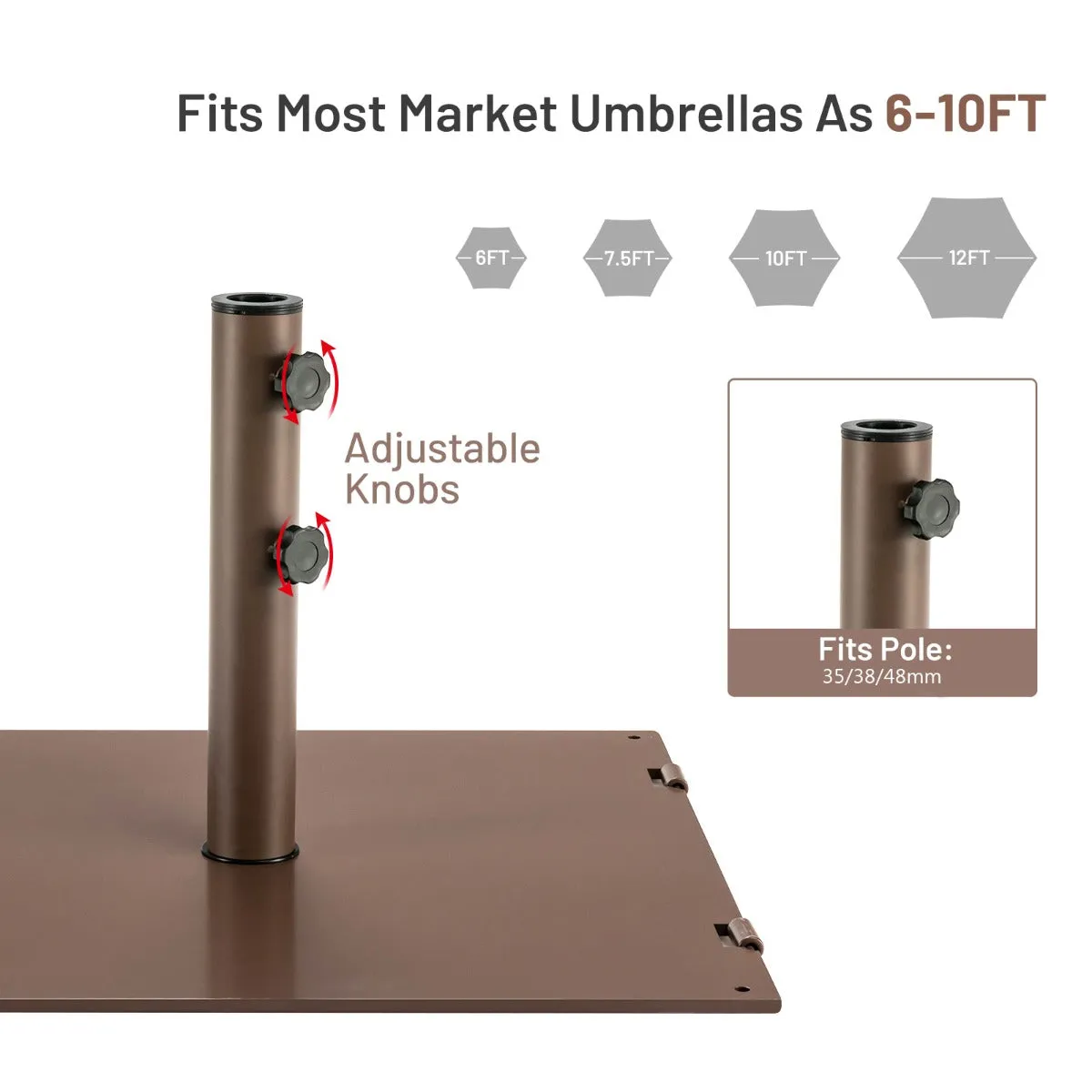 NNECW 18kg Heavy Duty Umbrella Base Stand with 2 Wheels and 3 Adapters