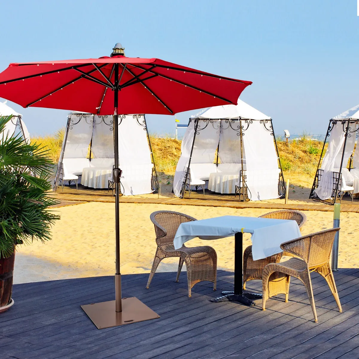 NNECW 18kg Heavy Duty Umbrella Base Stand with 2 Wheels and 3 Adapters