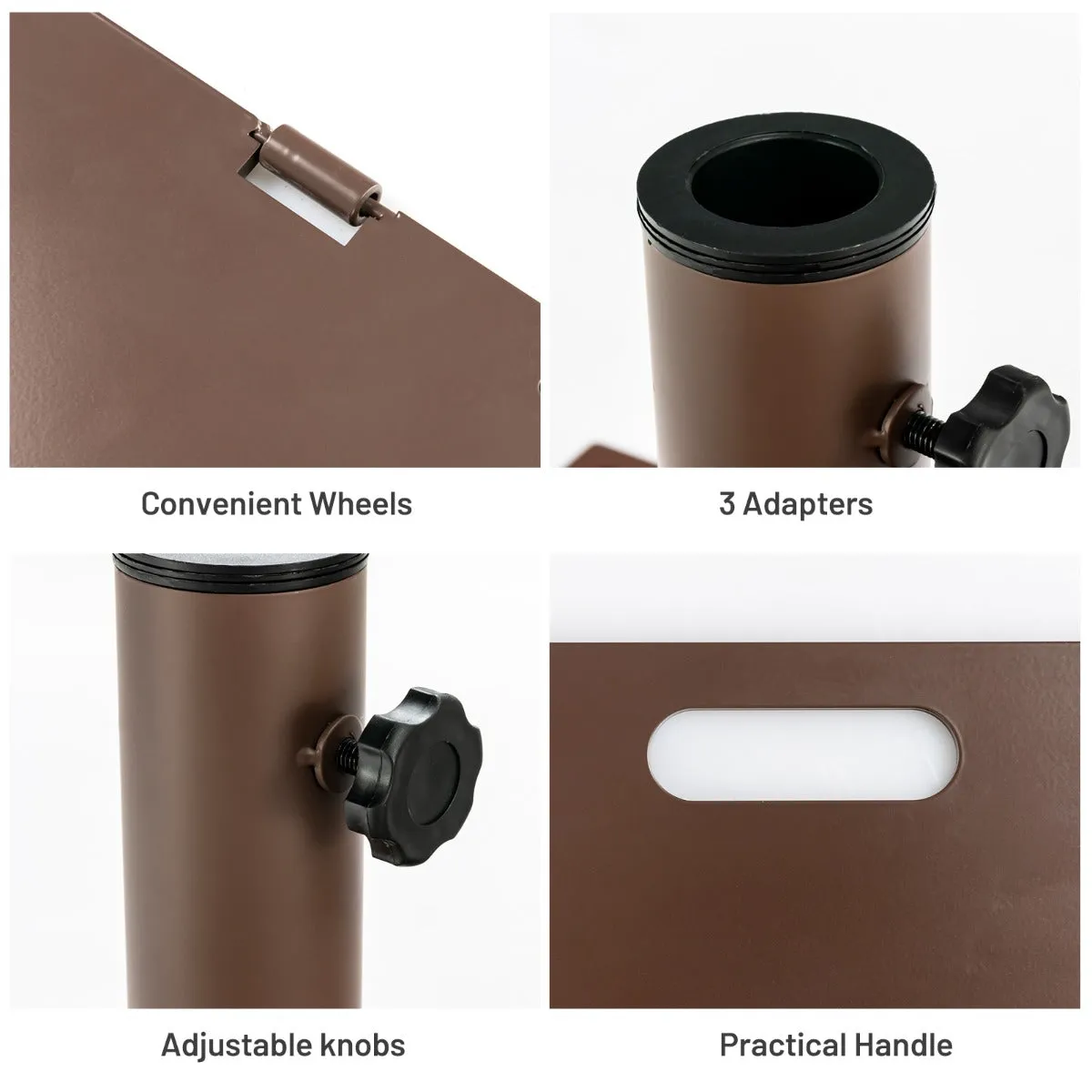 NNECW 18kg Heavy Duty Umbrella Base Stand with 2 Wheels and 3 Adapters