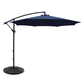 NNEDSZ 3M Umbrella with 48x48cm Base Outdoor Umbrellas Cantilever Sun Beach Garden Patio Navy