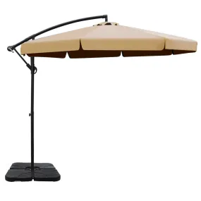 NNEDSZ 3M Umbrella with 50x50cm Base Outdoor Umbrellas Cantilever Patio Sun Beach UV Beige