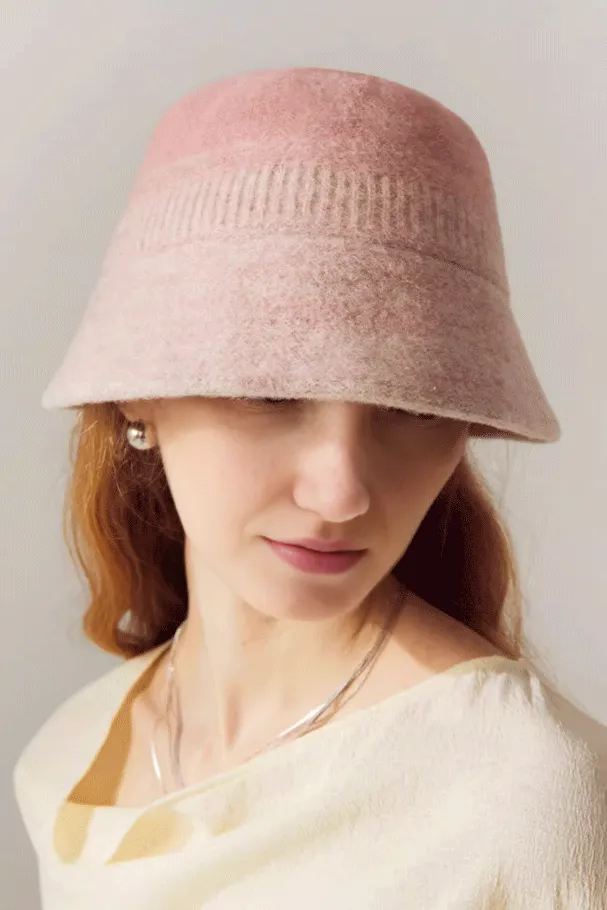 Ombre Wool Felt Designer Bucket Hat