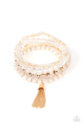 Paparazzi Day Trip Trinket Gold Stretch Bracelet - P9WH-GDXX-114XX
