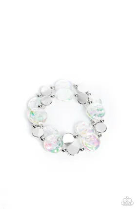 Paparazzi Discus Throw - White  Bracelet P9WH-WTXX-256XX