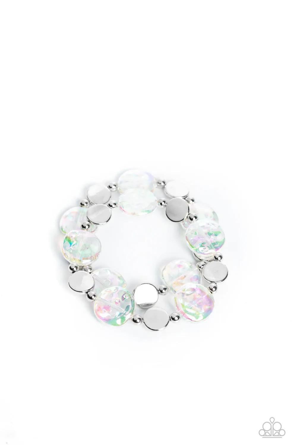 Paparazzi Discus Throw - White  Bracelet P9WH-WTXX-256XX
