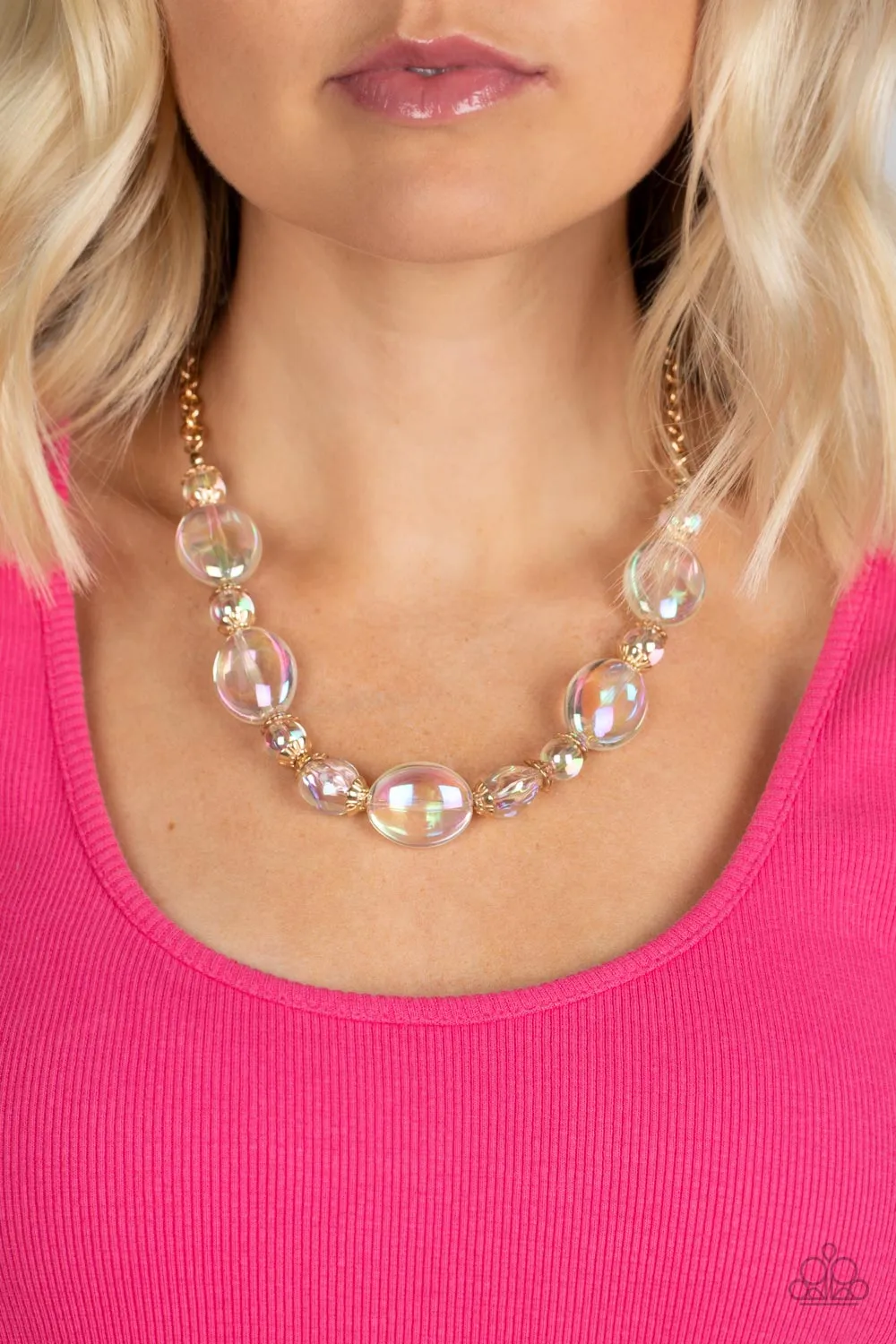 Paparazzi Prismatic Magic Gold Short Necklace - P2ST-GDXX-137HN