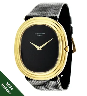 Patek Philippe 3634J Vintage Automatic Black Onyx Dial Triple Stepped Ellipse watch circa 1977
