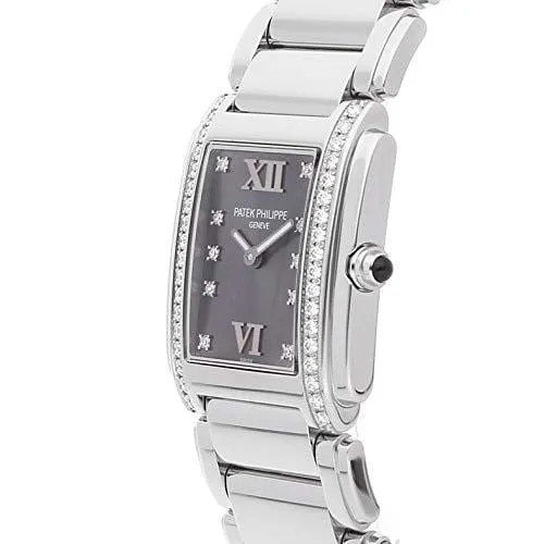 Patek Philippe Twenty-4 Quartz (Battery) Slate Gray Dial Womens Watch 4910/10A-010 (Certified Pre-Owned)