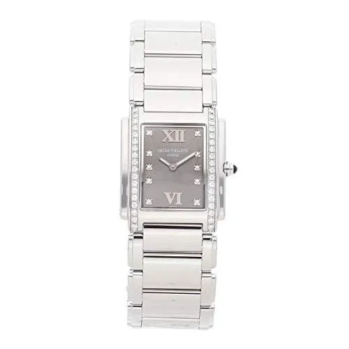 Patek Philippe Twenty-4 Quartz (Battery) Slate Gray Dial Womens Watch 4910/10A-010 (Certified Pre-Owned)