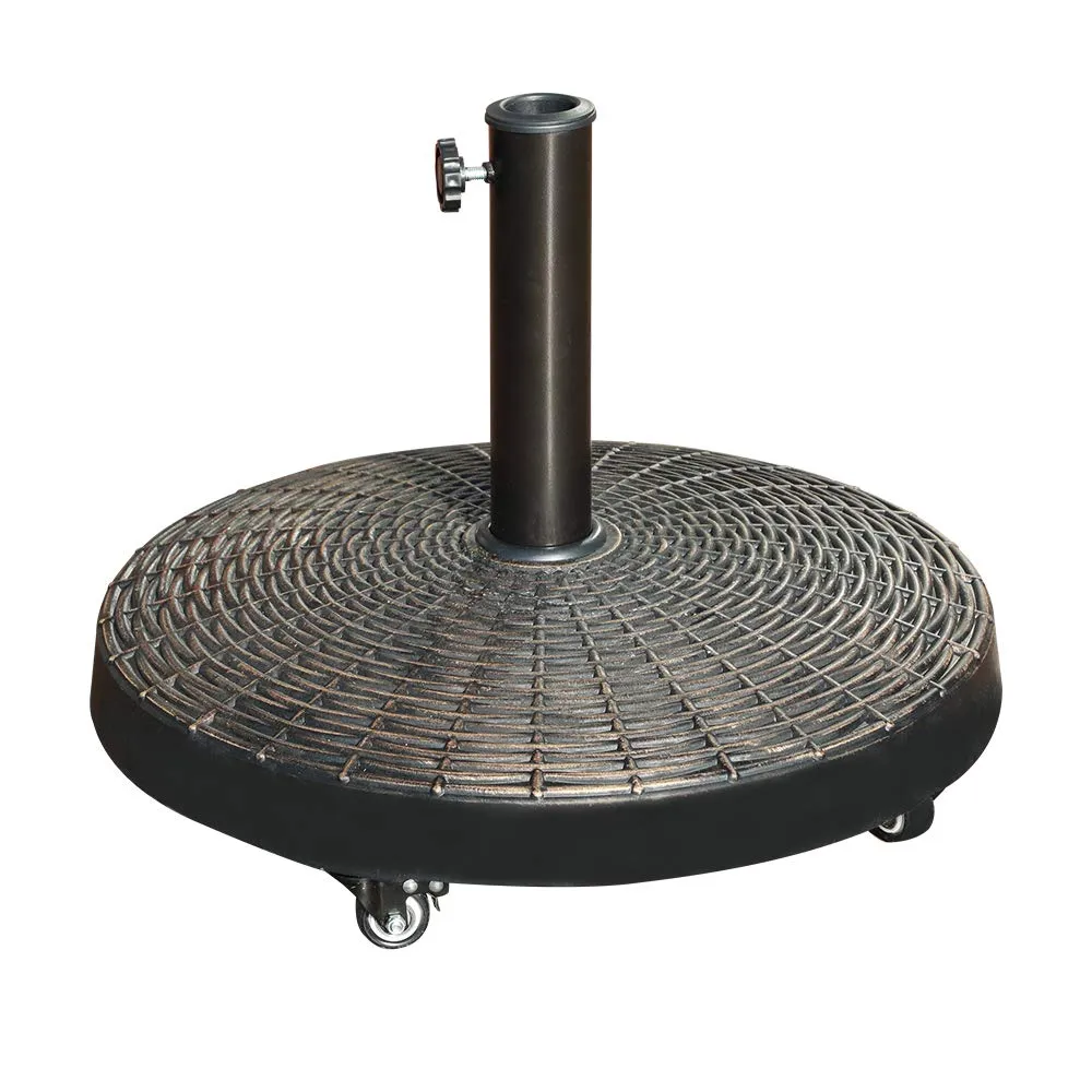 Patio Umbrella Base with Wheels, Heavy-Duty Stand Resin Weights for Outdoor Market Umbrella, 52lbs, Black/Bronze