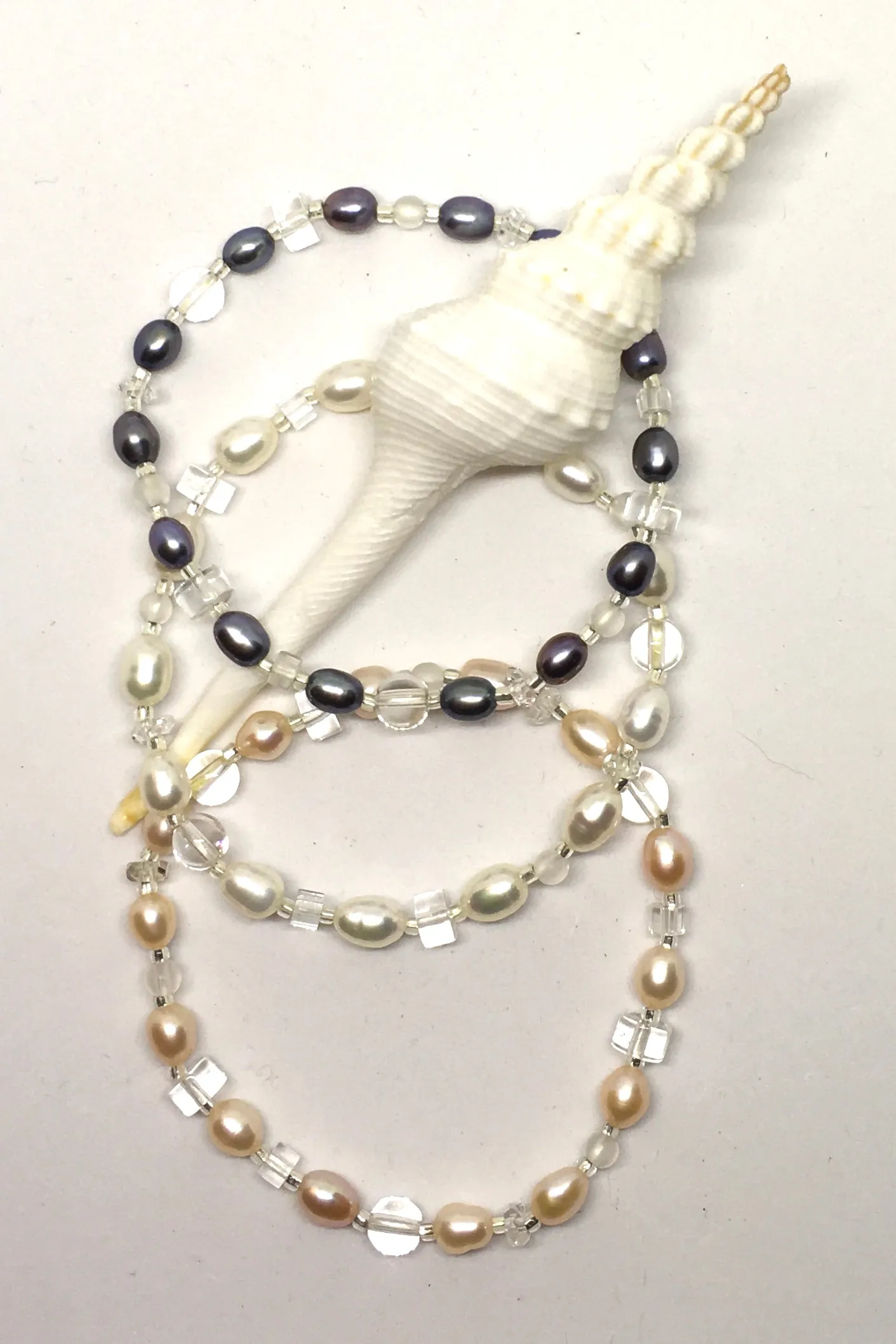 Pearl and Crystal Glass Bead Bracelet in Three colours
