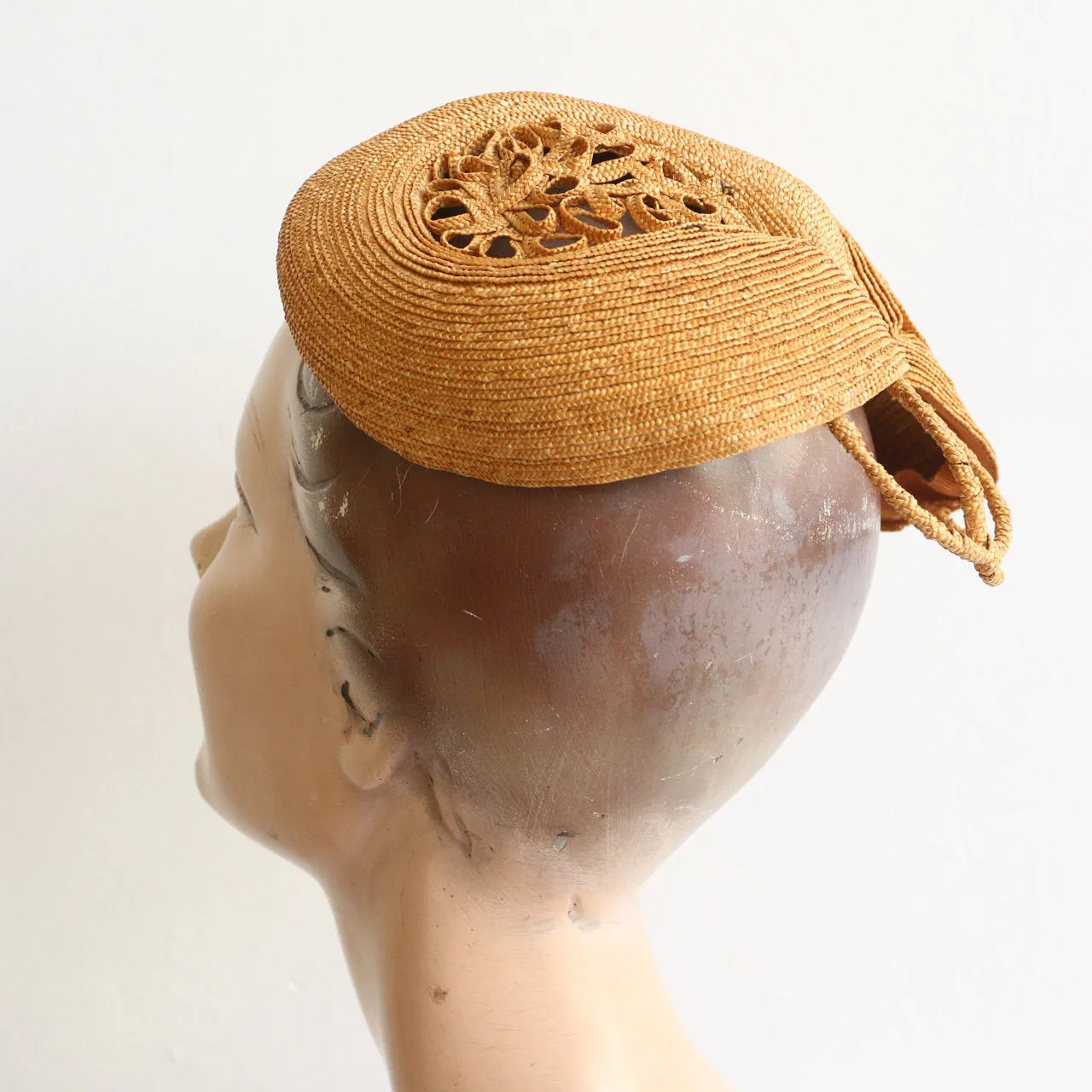 "Calot Hat" Vintage 1940's Woven Straw Calot Hat